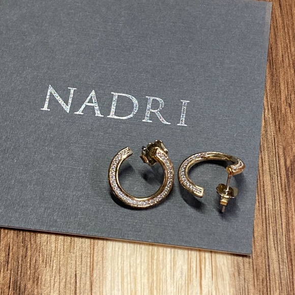 Nadri Front-Back CZ Hoop Earrings in Gold - Picture 1 of 2